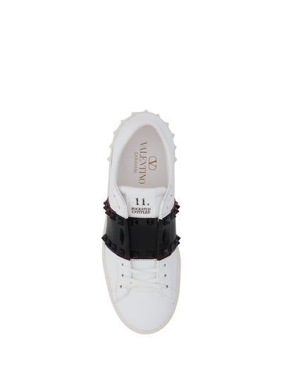 White and Black Calf Leather Sneakers