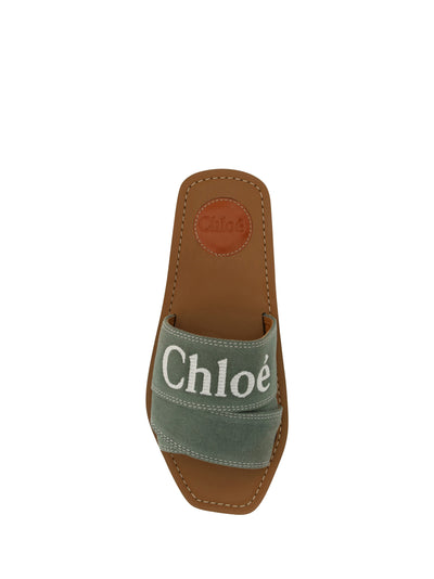 Forest Green Cotton Slides Woody Sandals