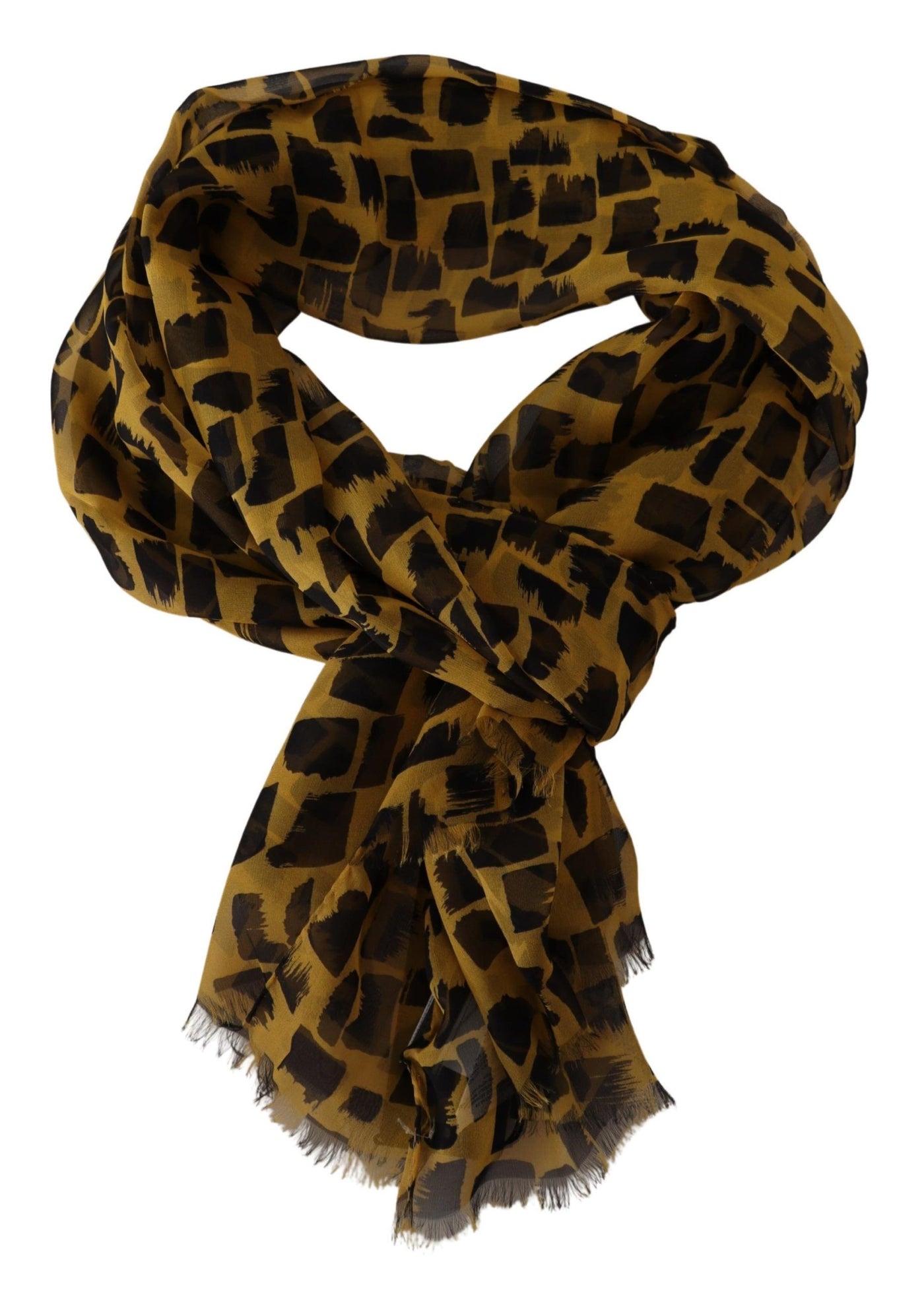 Yellow Patterned 100% Silk Wrap Shawl Scarf