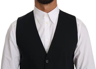 Blue Wool Waistcoat Formal Gilet Vest