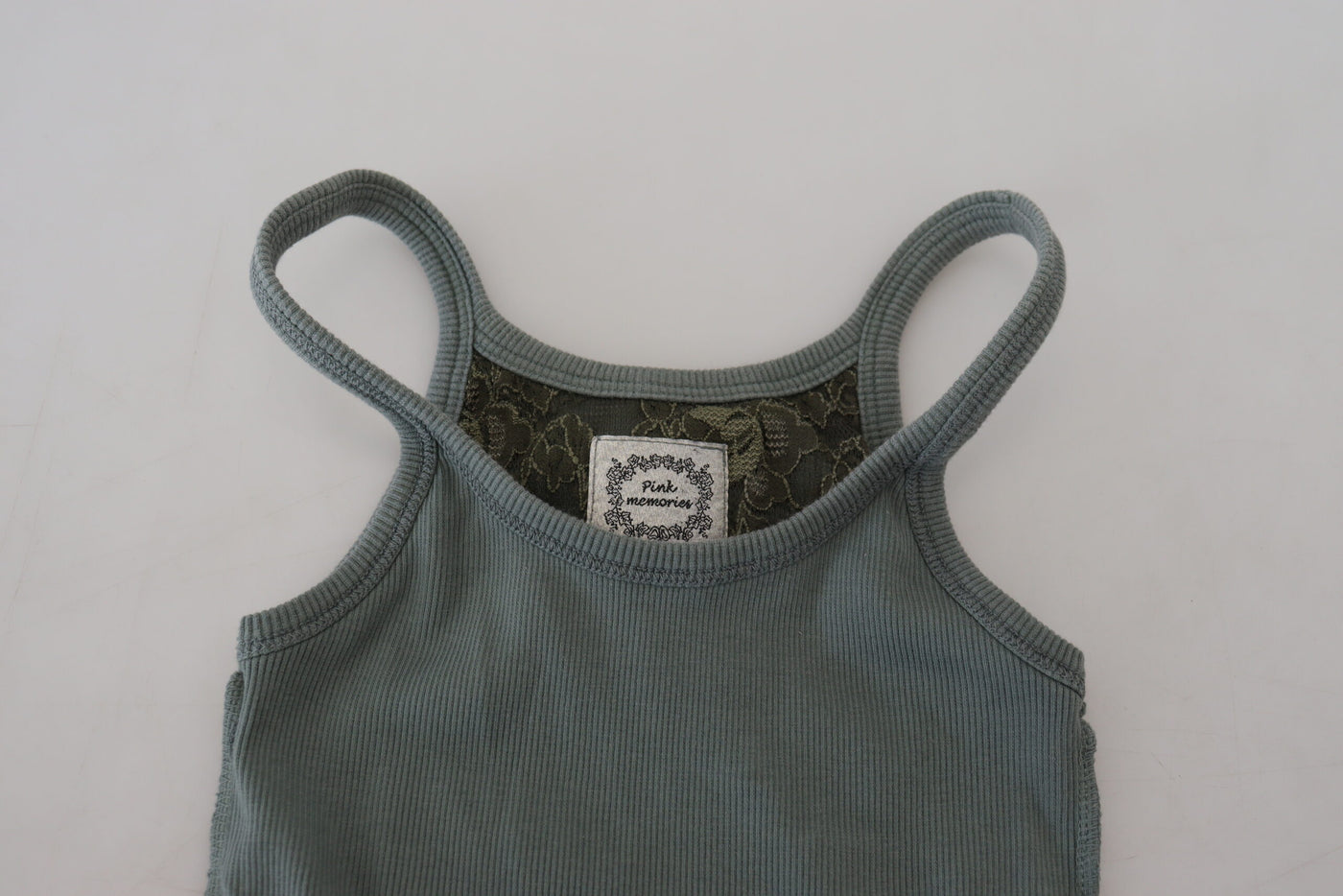 Green Cotton Slim Sleeveless Round Neck Tank Top