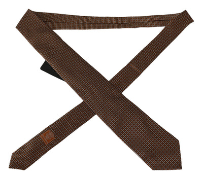 Brown Patterned Wide Silk Necktie