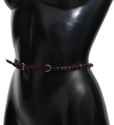 Purple Leather Crystals Waist Belt