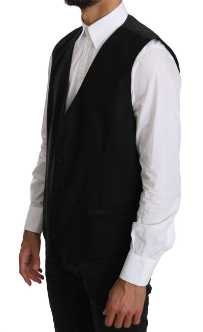 Black Wool  Waistcoat Formal Gilet Vest