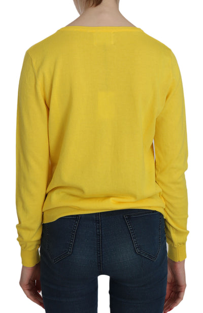 Yellow Cotton ButtonFront Long Sleeve Sweater