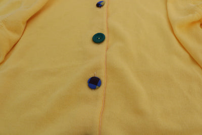 Yellow Cotton ButtonFront Long Sleeve Sweater