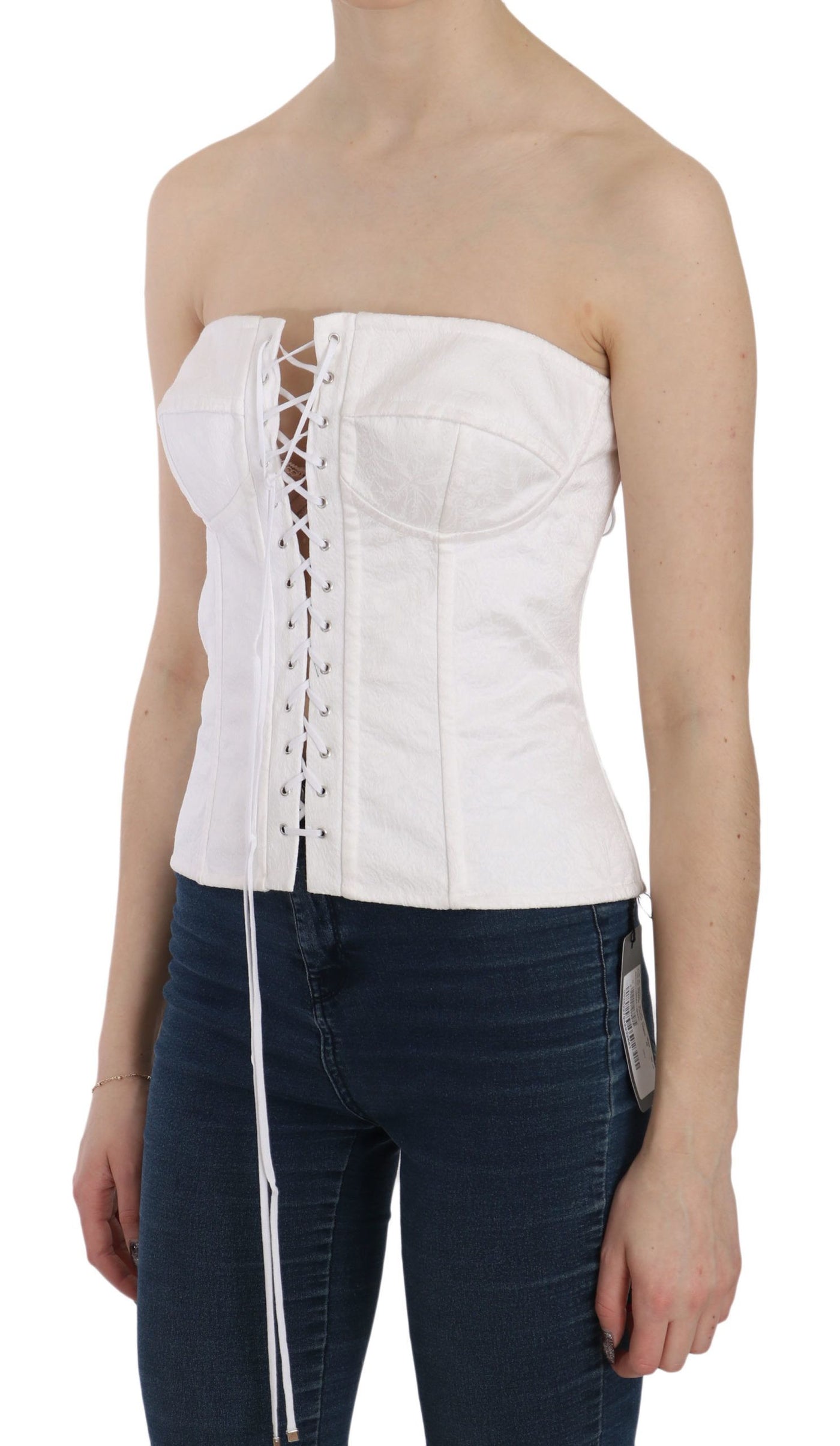 White PALERMO Cotton Bustier Top Corset