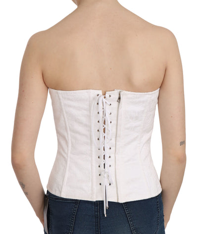 White PALERMO Cotton Bustier Top Corset