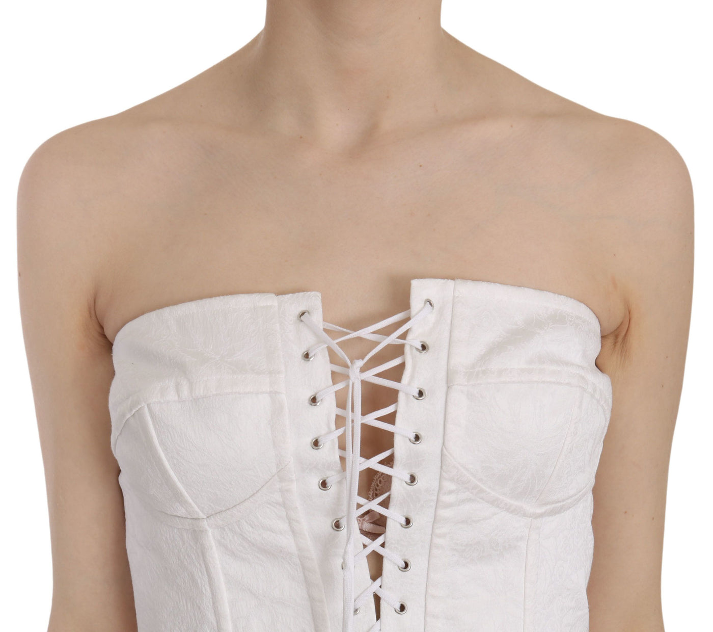 White PALERMO Cotton Bustier Top Corset