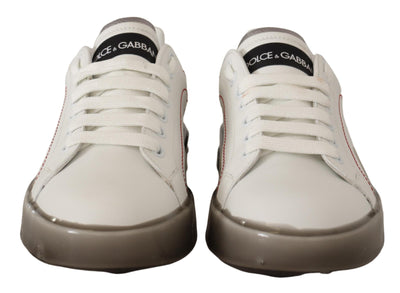 White Leather Shoes Womens Logo Portofino Sneakers