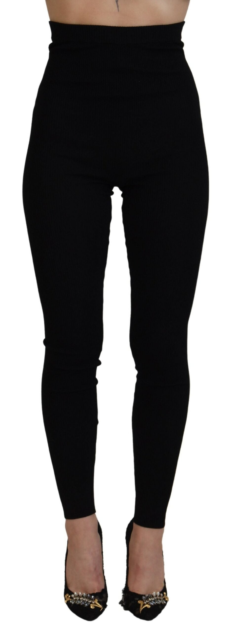 Black Wool High Waist Leggings Pants