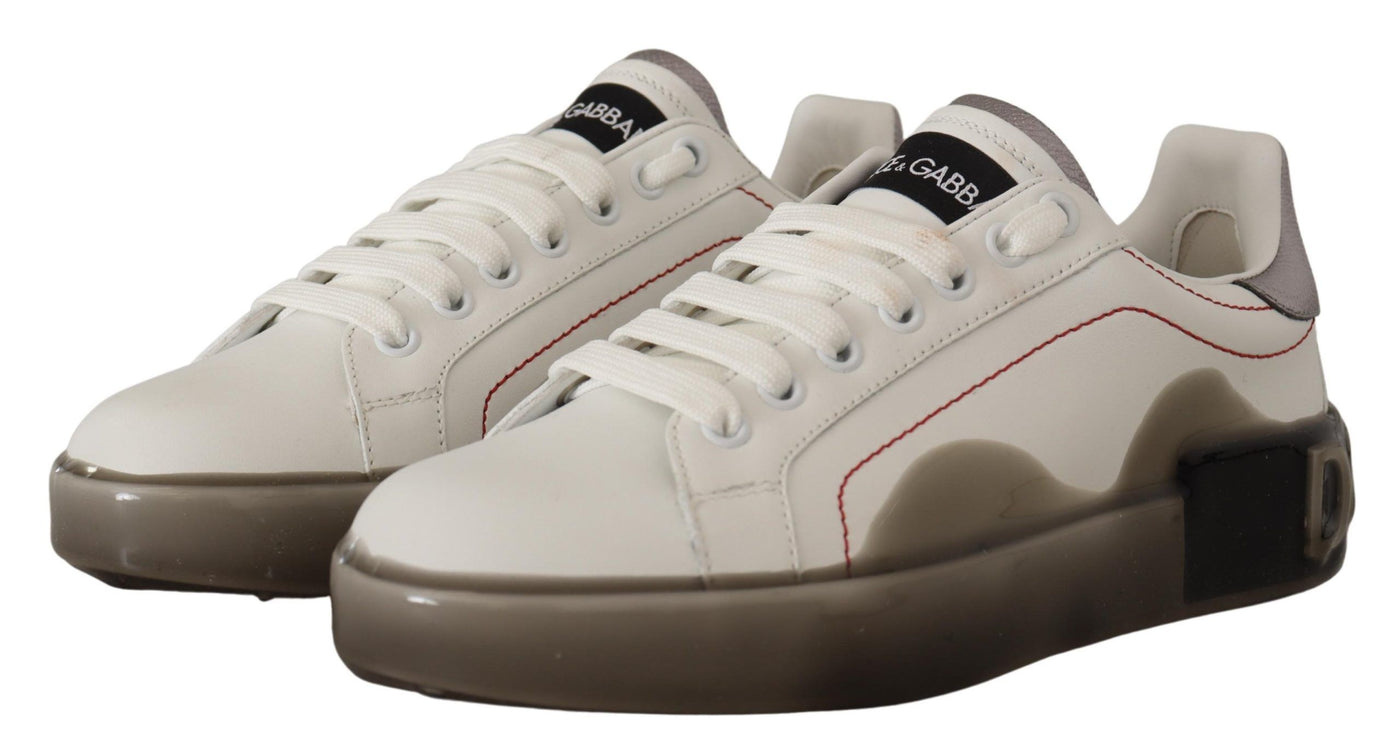 White Leather Shoes Womens Logo Portofino Sneakers