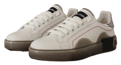 White Leather Shoes Womens Logo Portofino Sneakers