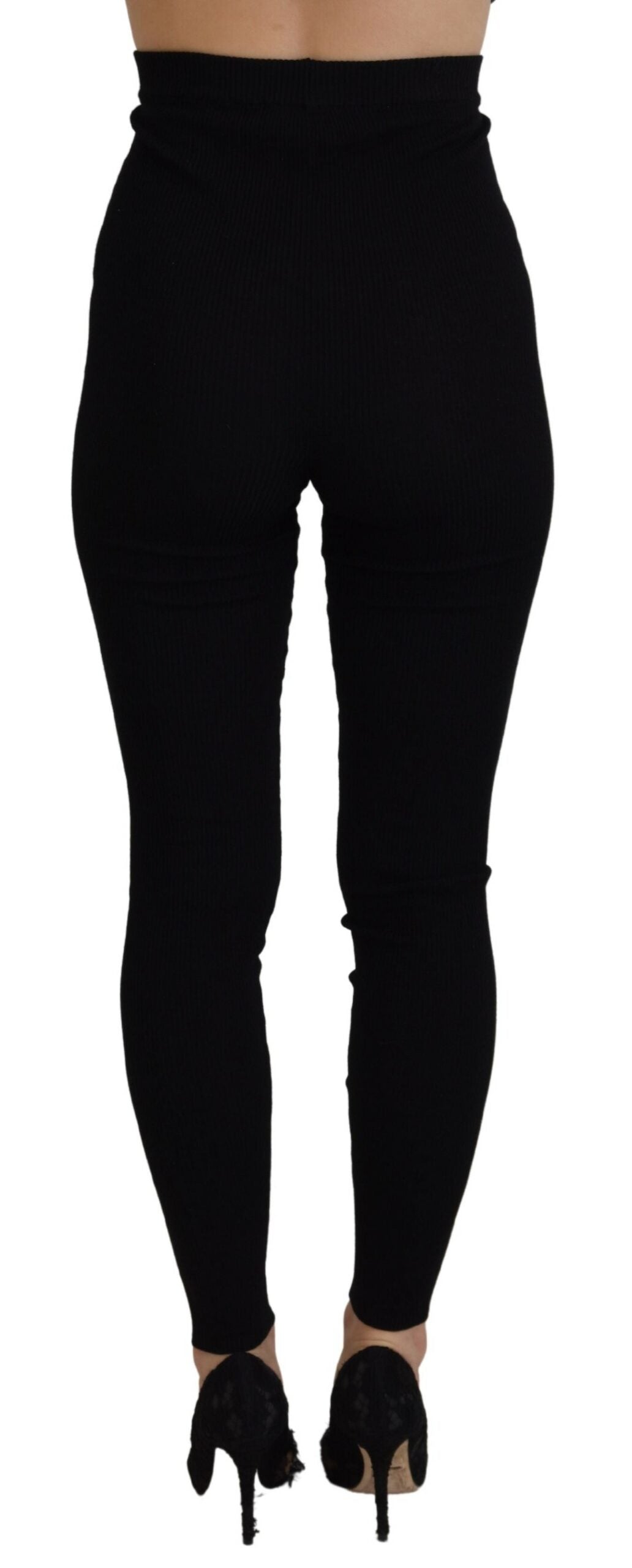 Black Wool High Waist Leggings Pants