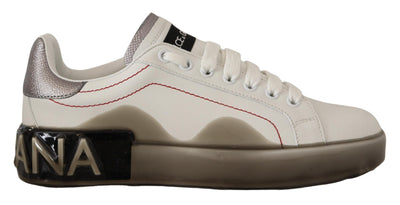 White Leather Shoes Womens Logo Portofino Sneakers