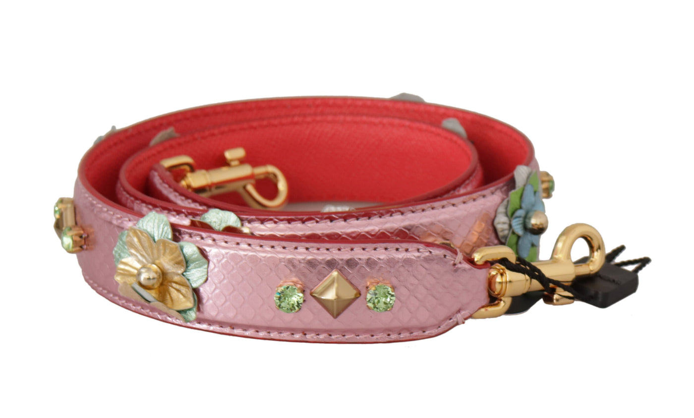 Metallic Pink Leather Studded Shoulder Strap