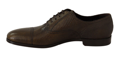 Brown Lizard Leather Dress Oxford Shoes