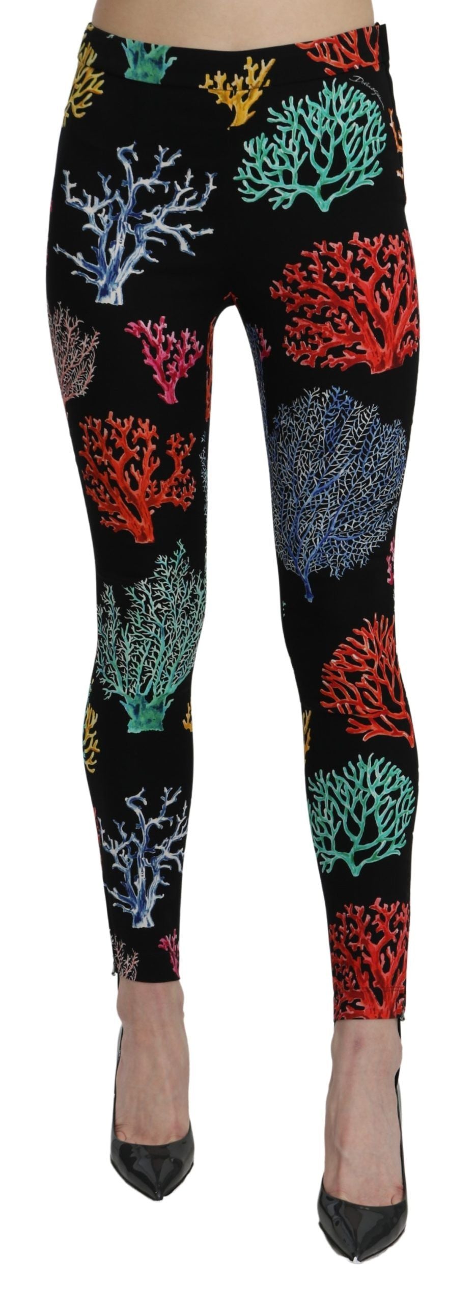 Black Coral Tights Silk Stretch Slim Fit Pants