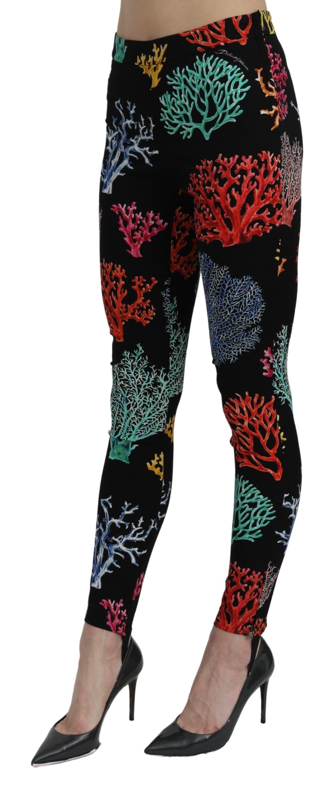 Black Coral Tights Silk Stretch Slim Fit Pants