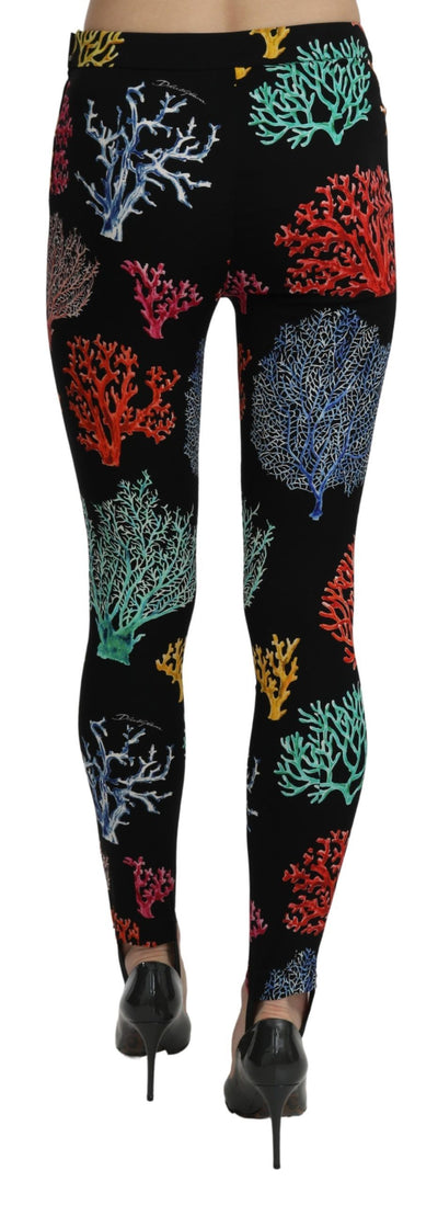 Black Coral Tights Silk Stretch Slim Fit Pants