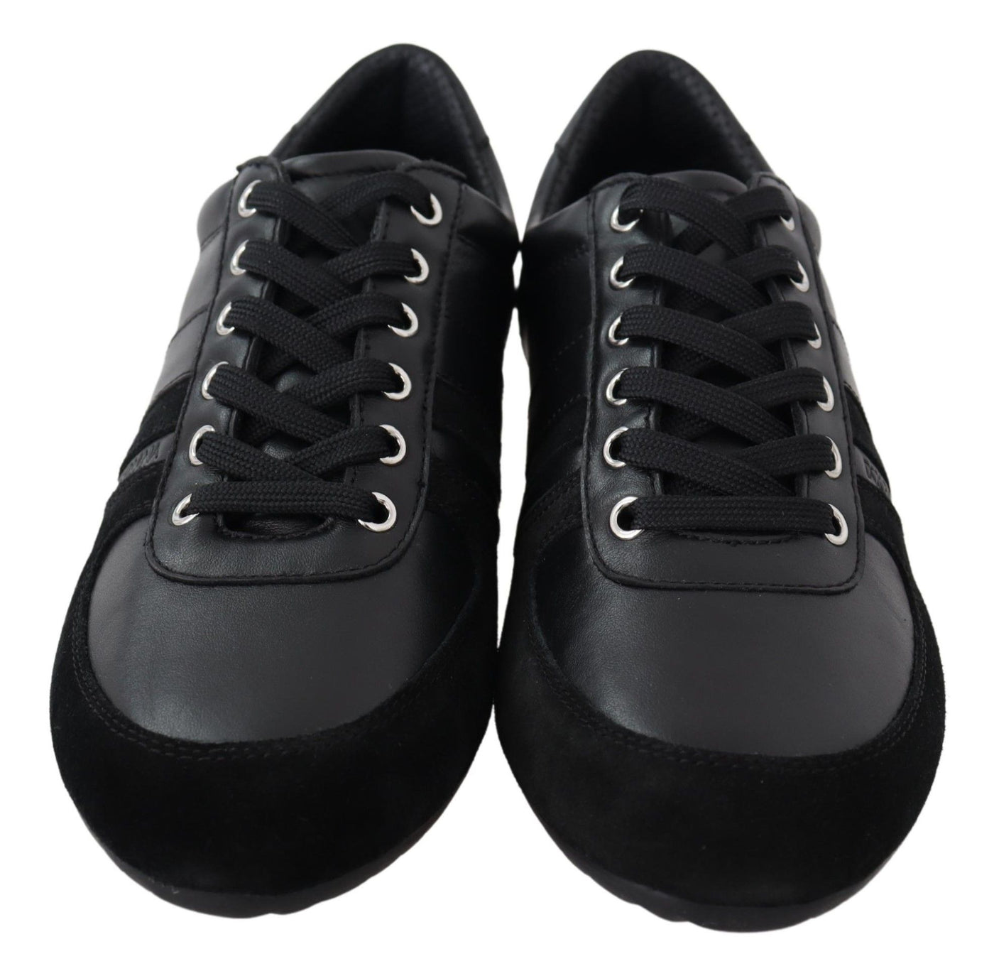 Black Logo Leather Casual Sneakers Shoes