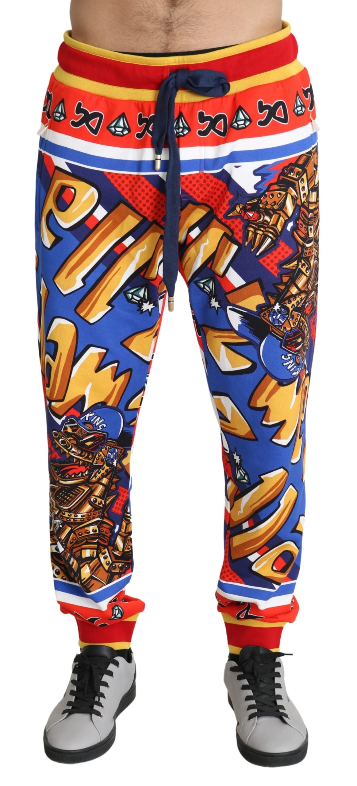 Multicolor Pattern Cotton Casual Pants