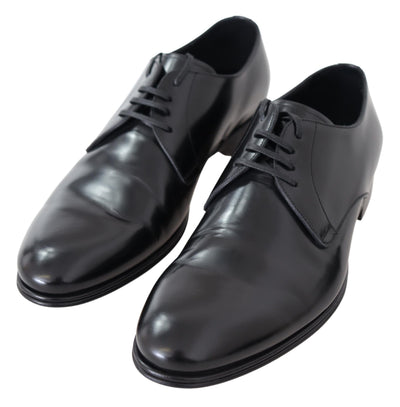 Black Leather Formal Derby Dress Shoes