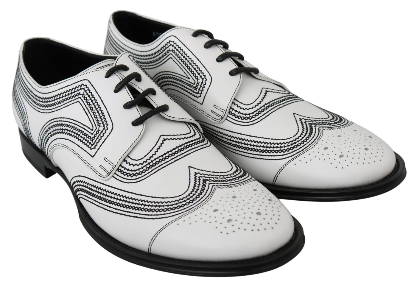 White Leather Derby Formal Black Lace Shoes