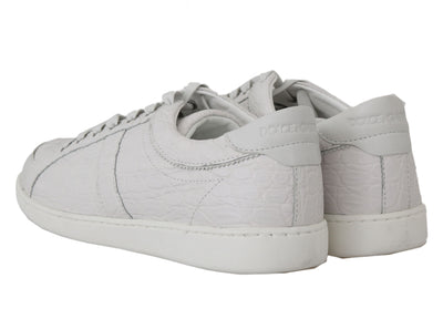 White Caiman Crocodile Sneaker Shoes