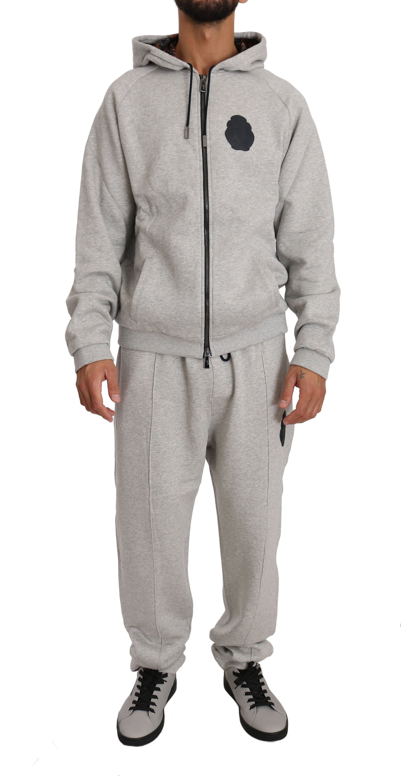 Gray Cotton Sweater Pants Tracksuit  Set