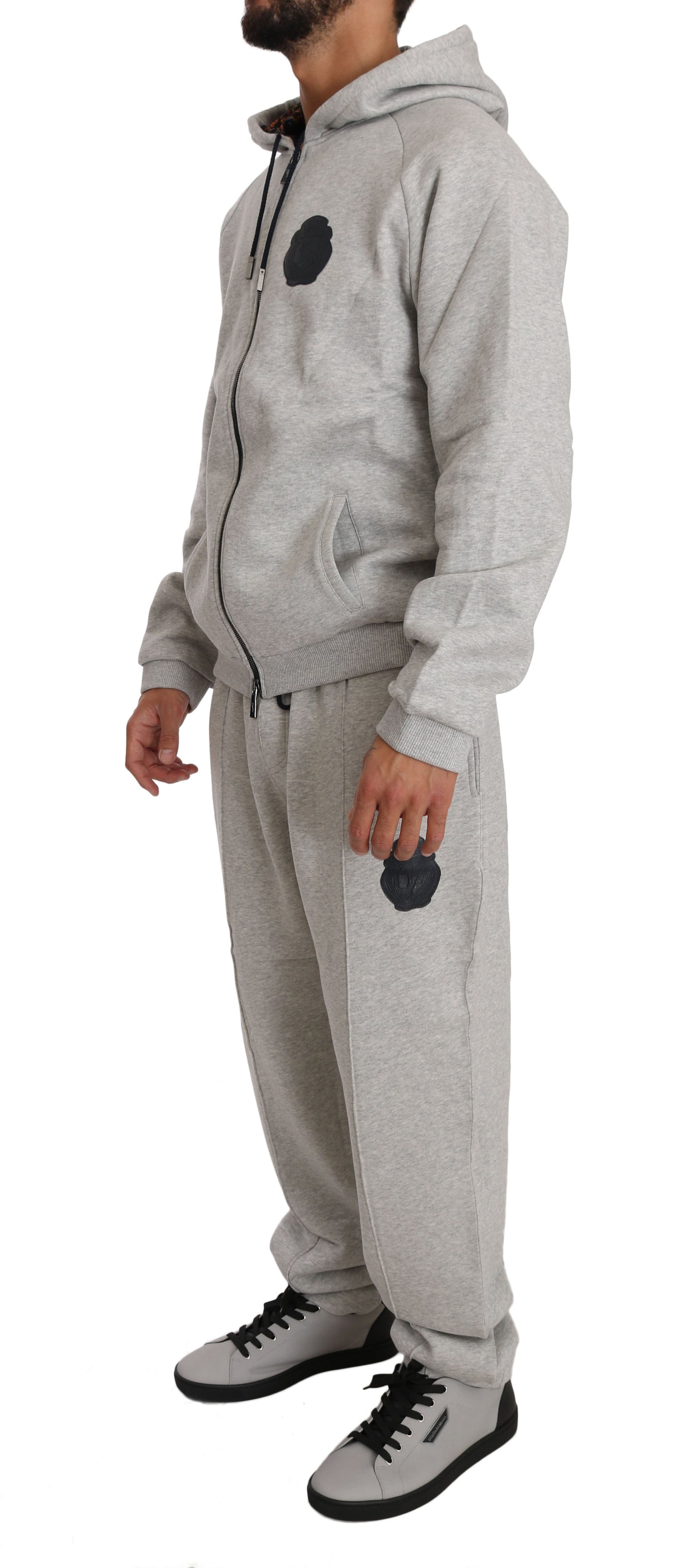 Gray Cotton Sweater Pants Tracksuit  Set