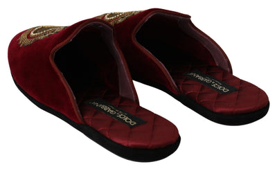 Red Velvet Sacred Heart Embroidery Slides Shoes