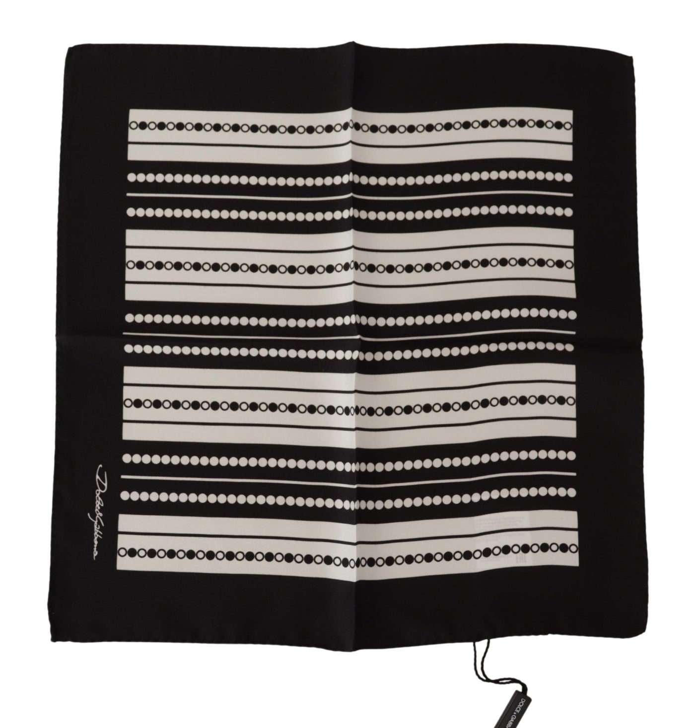 White Black Silk Printed Foulard Wrap Scarf