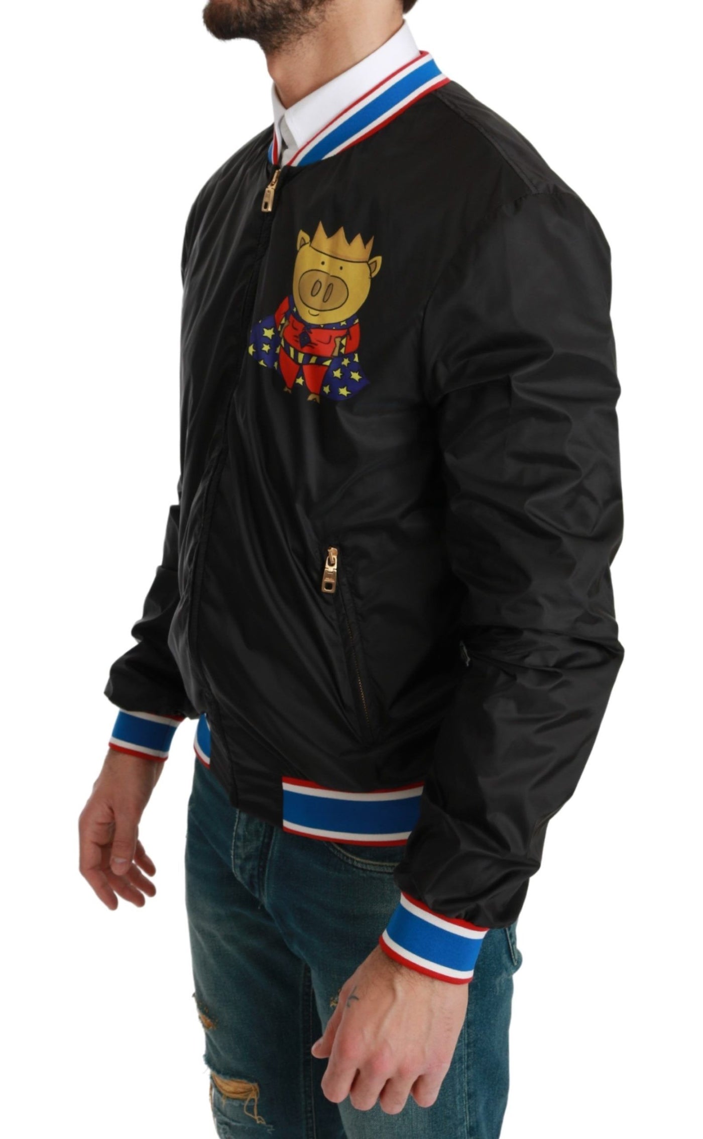 Black YEAR OF THE PIG Bomber Jacket