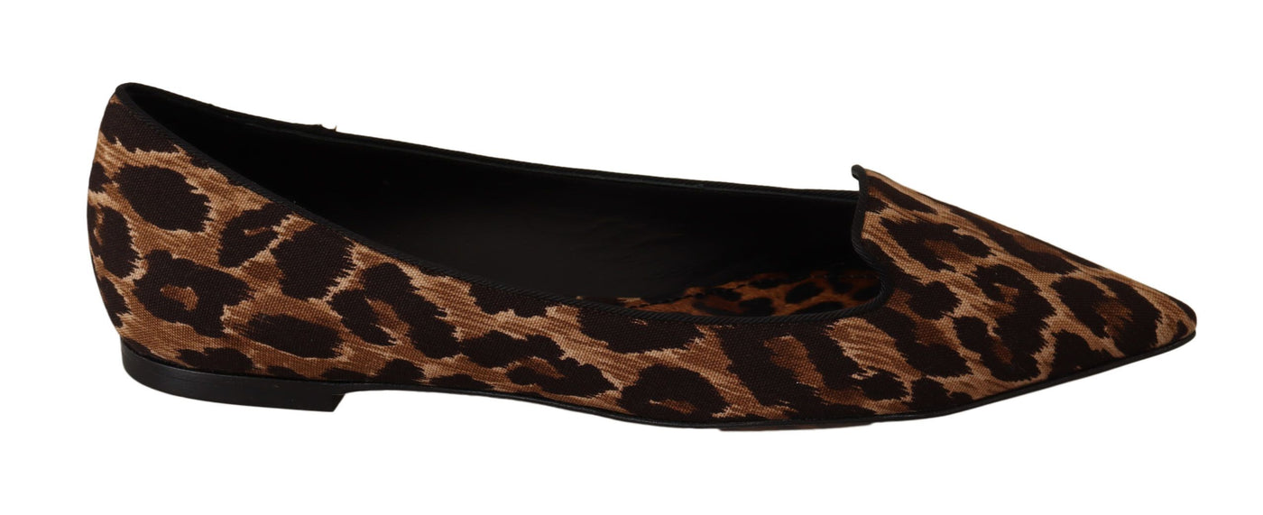 Brown Leopard Ballerina Flat Loafers Shoes