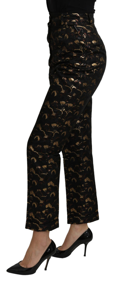 Black Gold Brocade High Waist Pants