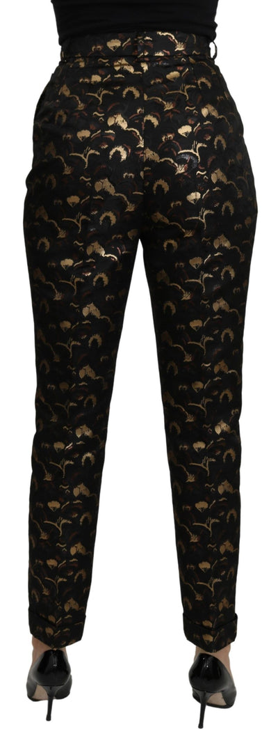 Black Gold Brocade High Waist Pants