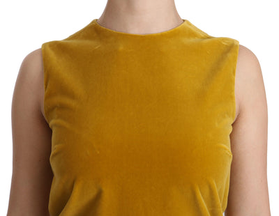 Mustard Velvet Stretch Shift Mini Dress