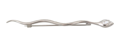 Silver Brass Crystal Spilla Serpente Mens Brooch Pin