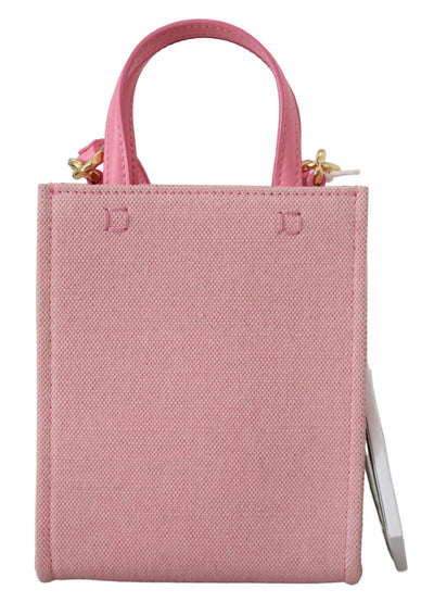 Pink Coated Canvas Vertical Mini Shoulder Bag