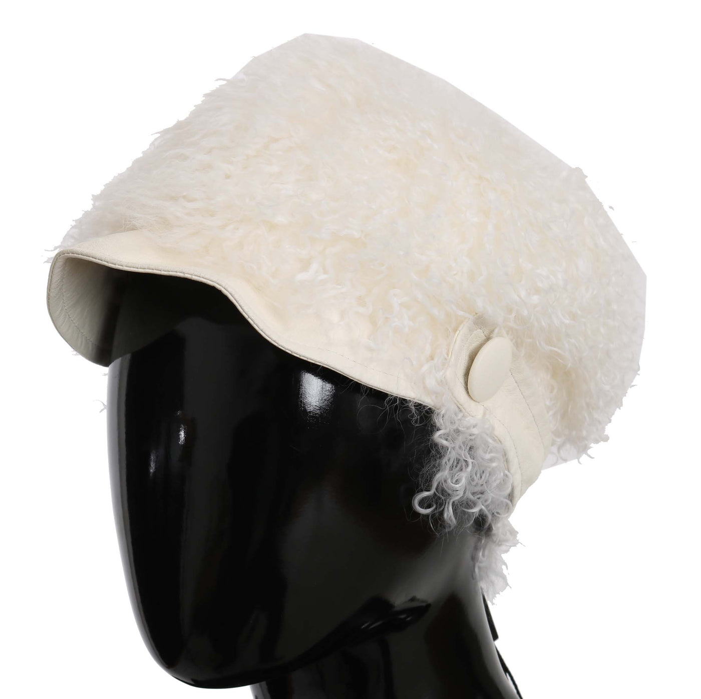 Beige Tibet Lamb Fur Gatsby Cap Women  Hat