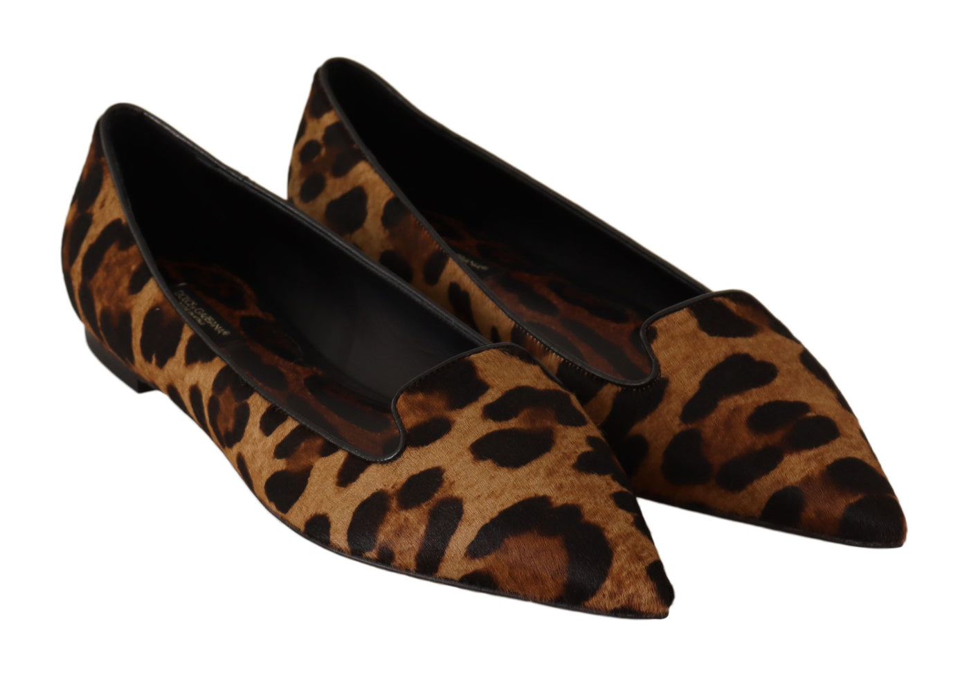 Brown Leopard Pony Hair Ballerina Loafers