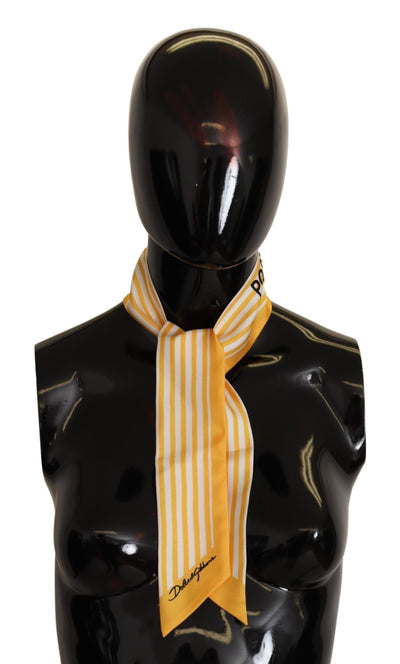 Yellow Stripes Twill Silk Foulard ShawlScarf