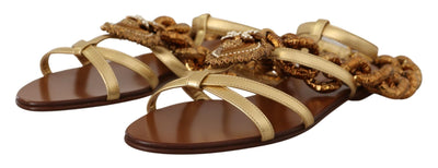 Gold Leather Devotion Flats Sandals