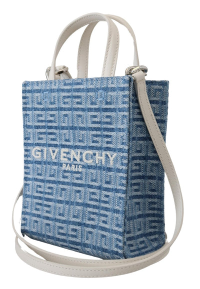 Light Blue Coated Canvas Vertical Mini Shoulder Bag