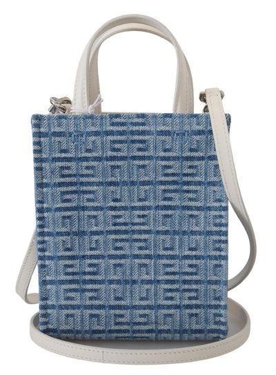 Light Blue Coated Canvas Vertical Mini Shoulder Bag