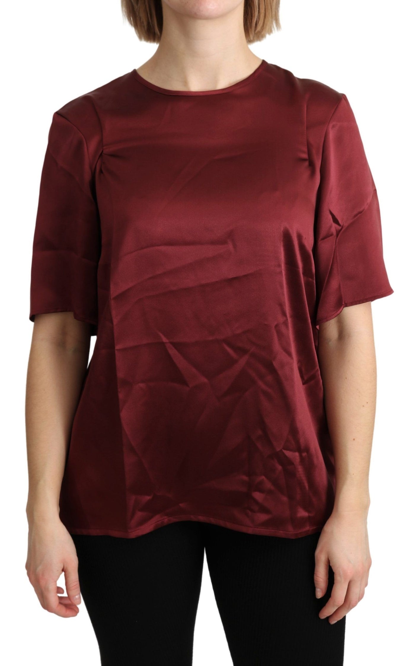 Bordeaux Roundneck Blouse Silk Top