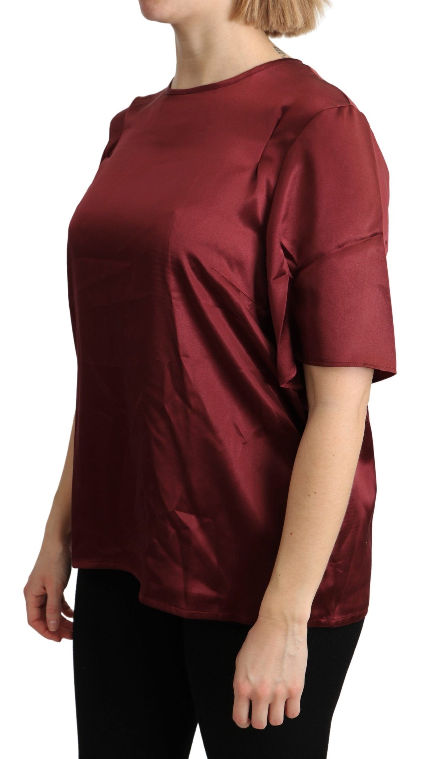 Bordeaux Roundneck Blouse Silk Top