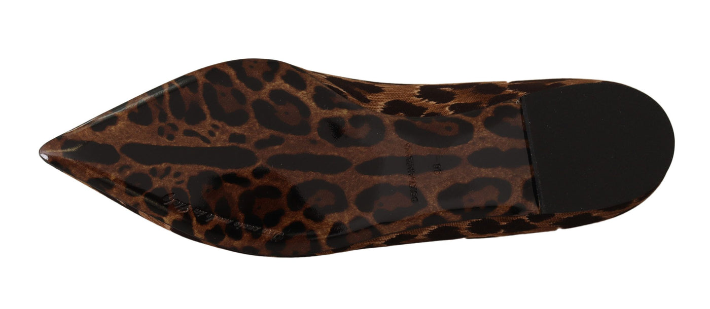 Brown Leopard Cotton Ballerina Loafers Shoes