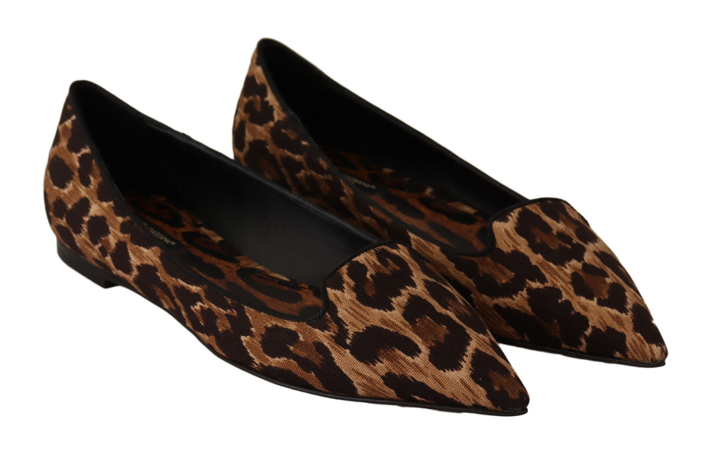 Brown Leopard Cotton Ballerina Loafers Shoes